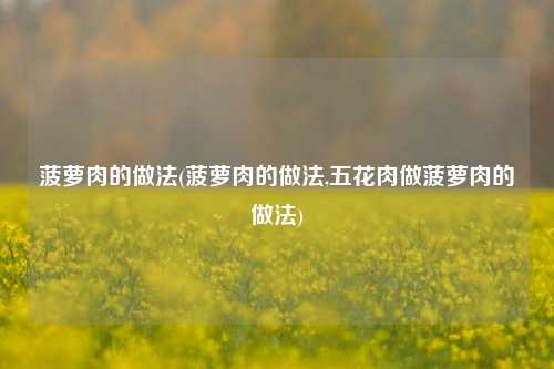 菠萝肉的做法(菠萝肉的做法,五花肉做菠萝肉的做法)