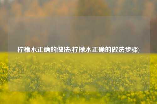 柠檬水正确的做法(柠檬水正确的做法步骤)